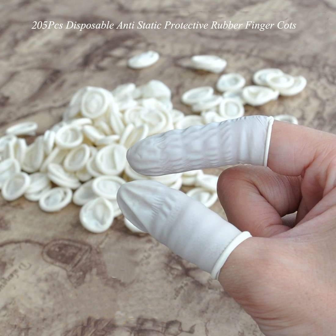 G2PLUS Disposable Latex Finger Cots Rubber, 205 Count (Pack of 1), White