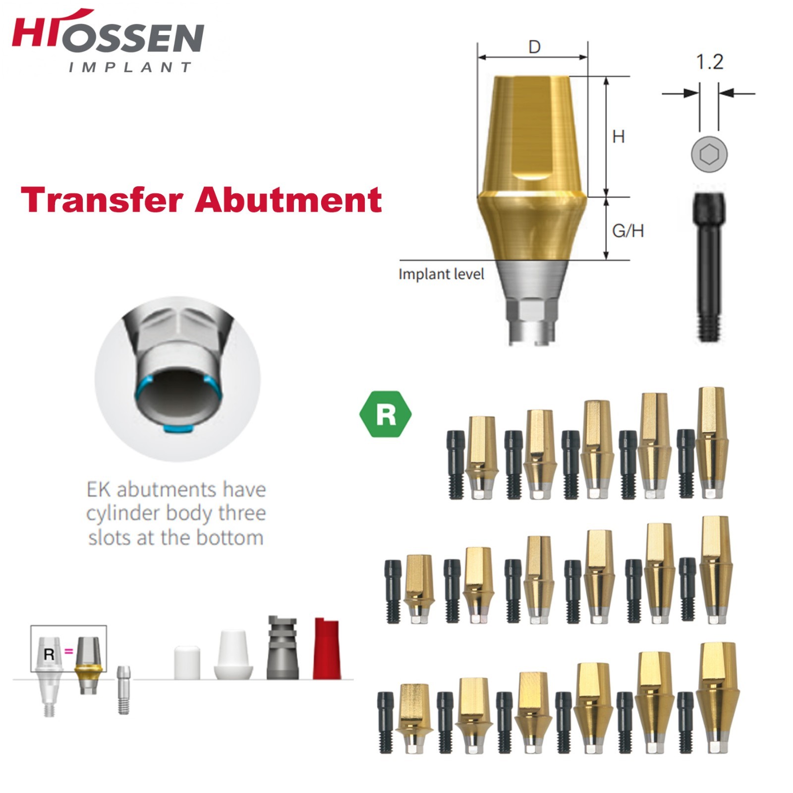 Straight Abutment Fit Osstem Hiossen ET Mini Regular Hex Implant Cement Retained