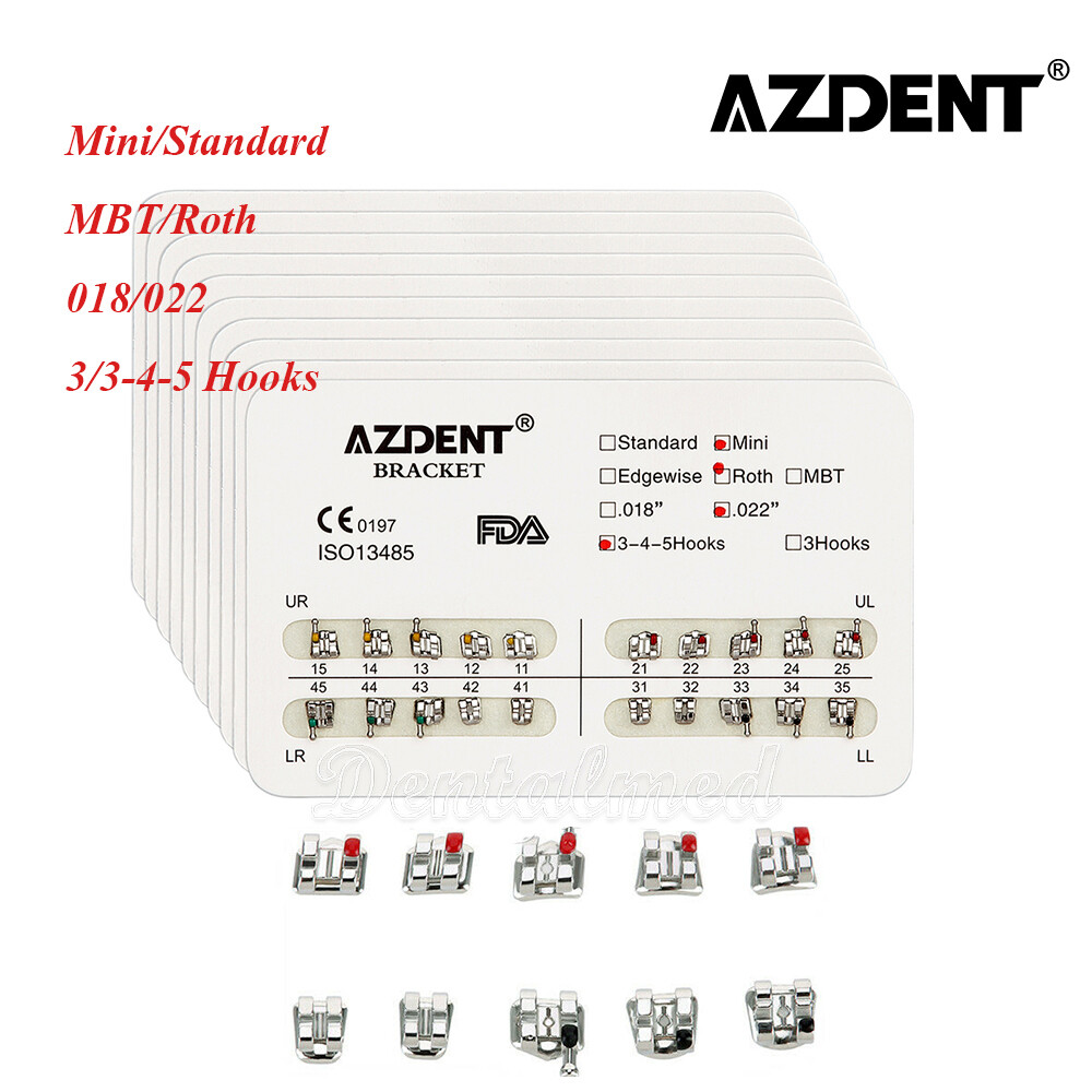 Dental Orthodontic Metal Brackets Braces Mini/Standard Roth/MBT 022/018 AZDENT
