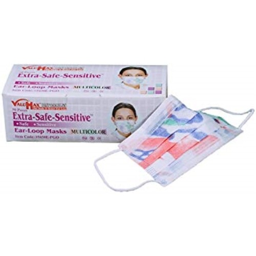 ULTRA 3-IN-1 SENSITIVE EAR-LOOP MASK – MULTI-COLOR, 50/BX. ASTM LEVEL 2 -VALUMAX