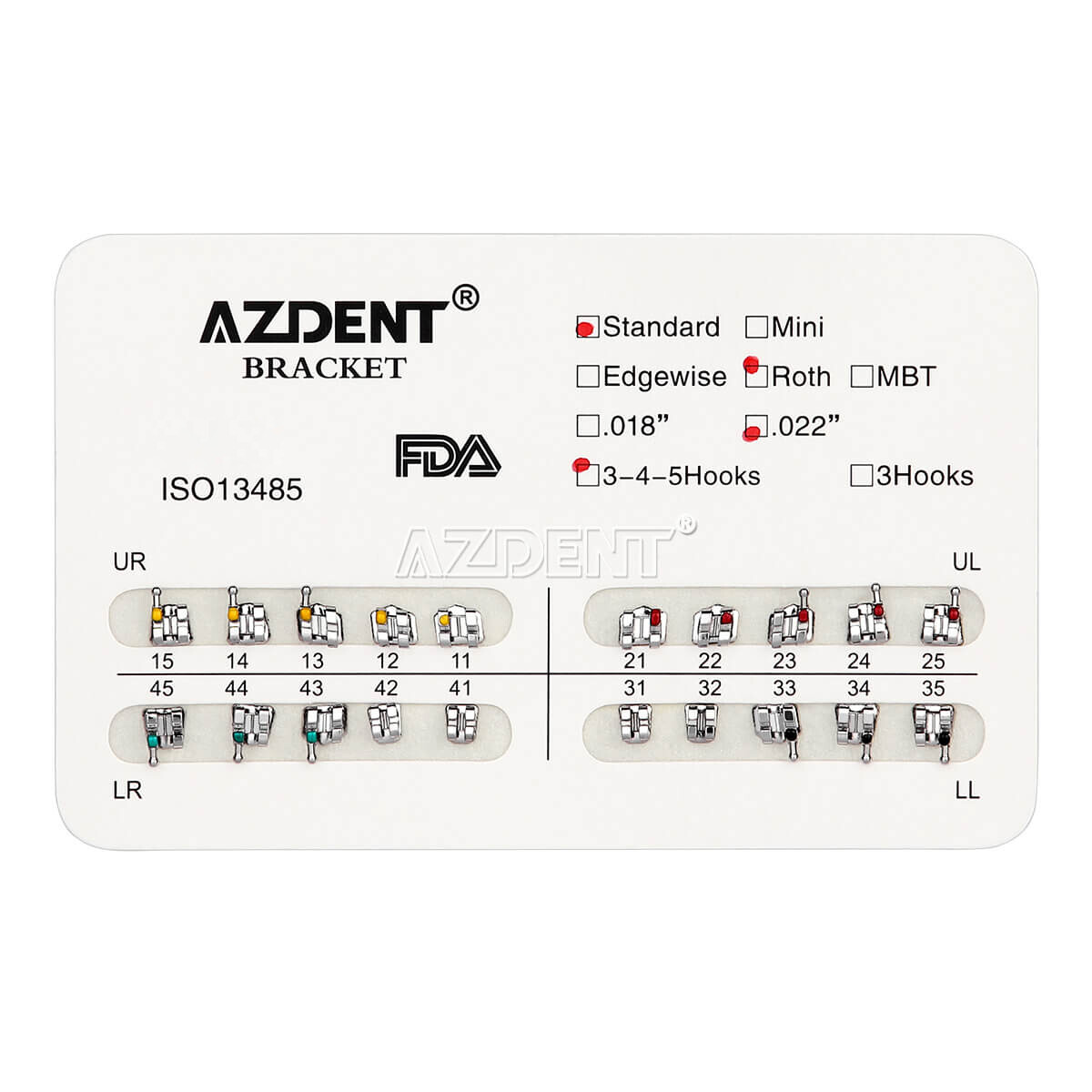 10 X Dental Brackets Orthodontic Braces Mini/Standard MBT/Roth 022/018 Hooks 345