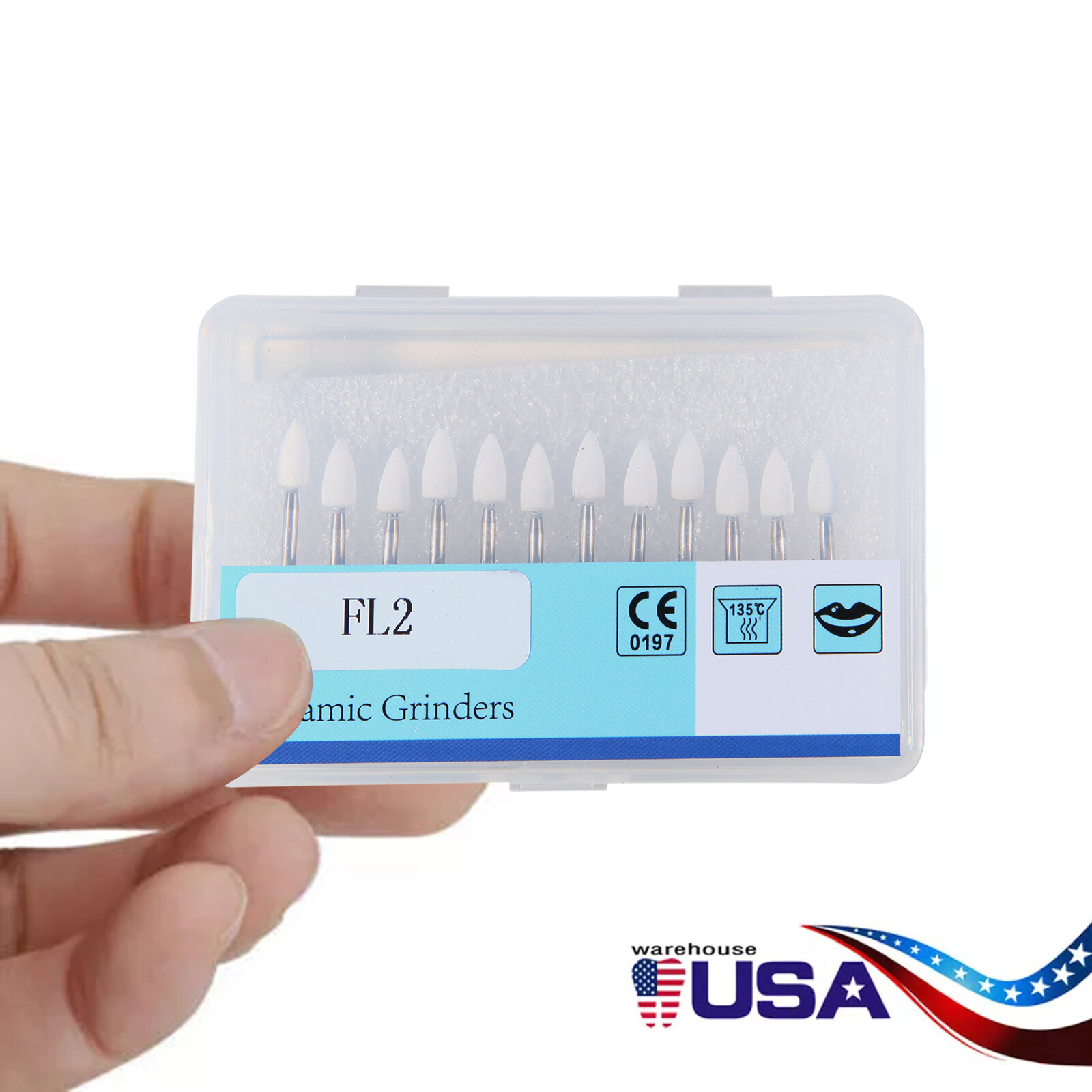 12pcs Dental White Polishing Stones Flame Shape FG burs Arkansas Stone DL