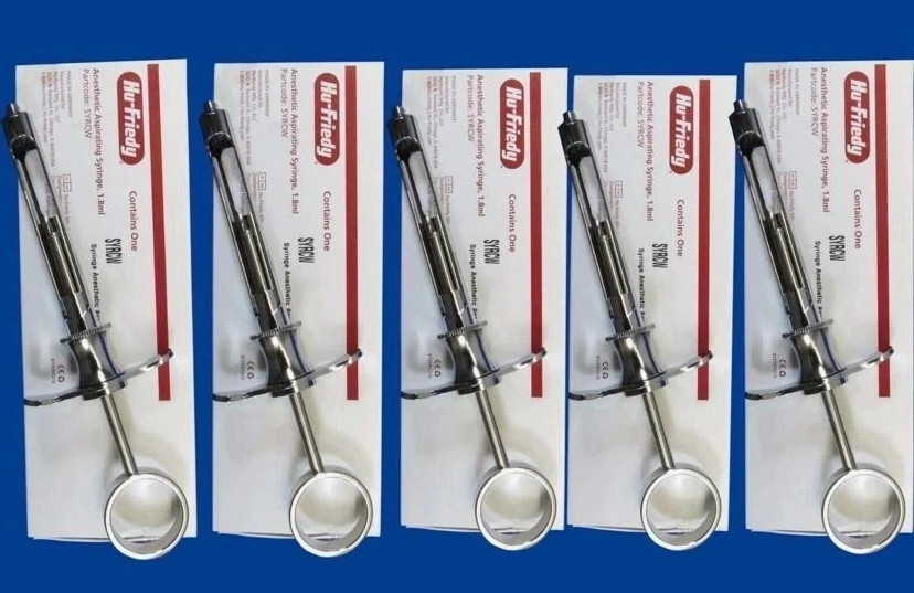 Lot of 5 Hu‑Friedy CW Style Aspirating Syringes – Dental 1.8ml Stainless Steel