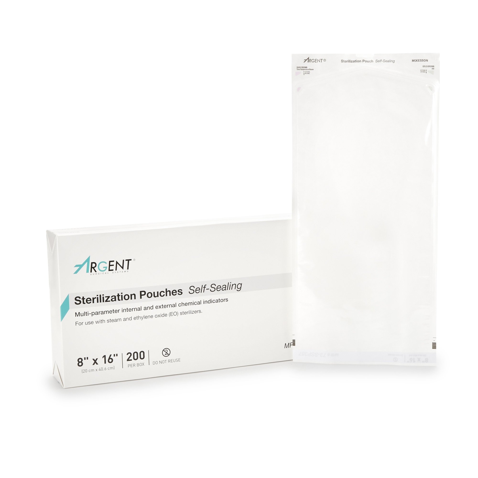 McKesson Argent Sure-Check Sterilization Pouch Transparent Blue 8 x 16″ Self