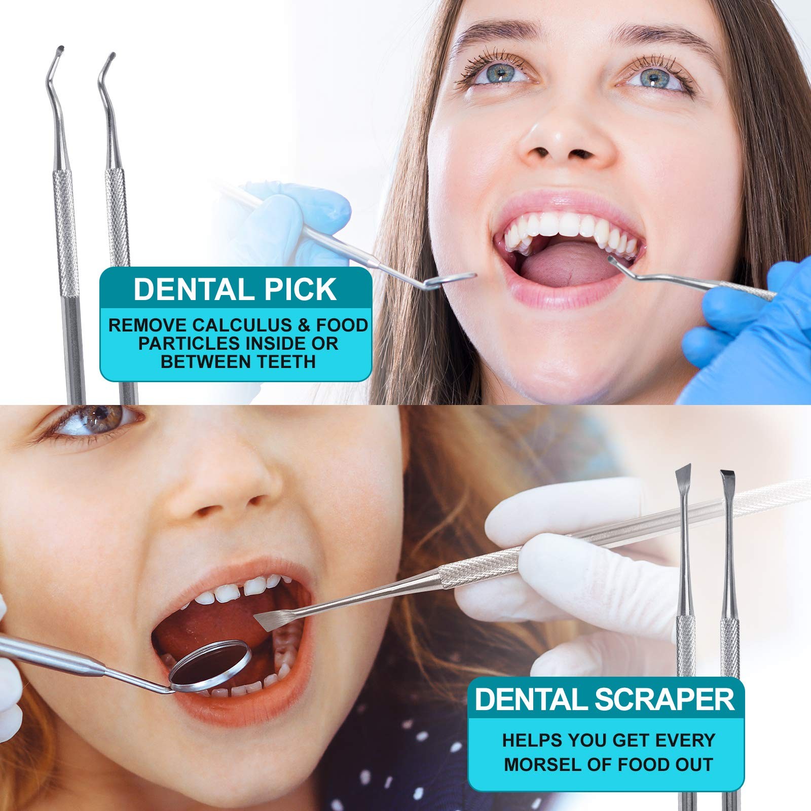 Dental Tools, 6-Pack Stainless Steel Teeth Cleaning Kit – 6 Piece Set
