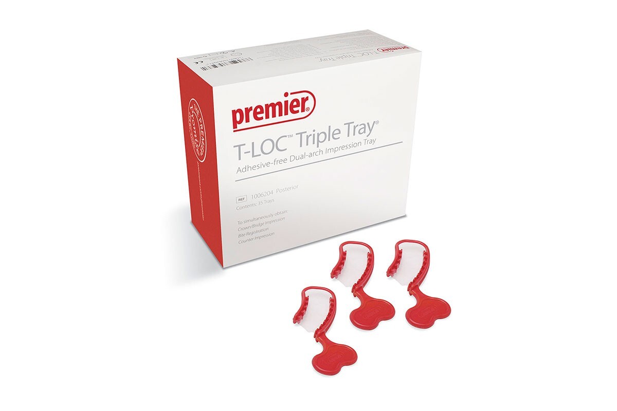 T-Loc Triple Tray Impression Trays, Dual-Arch, Posterior, 35/Pk, 1006204 Premier