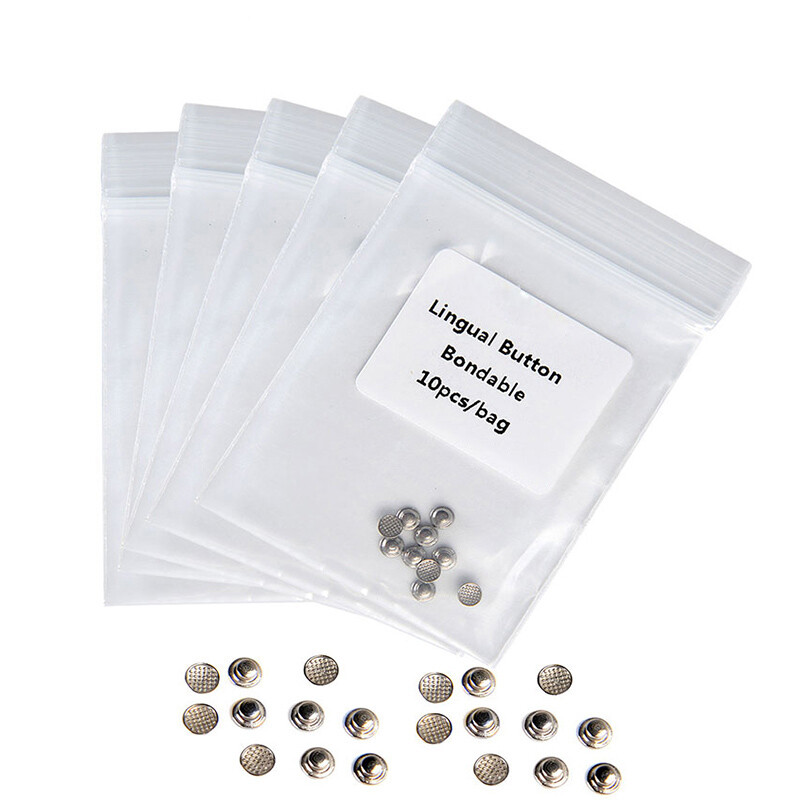 AZDENT Dental Orthodontic Lingual Buttons Bondable Round Mesh Base 10Pcs/Kit