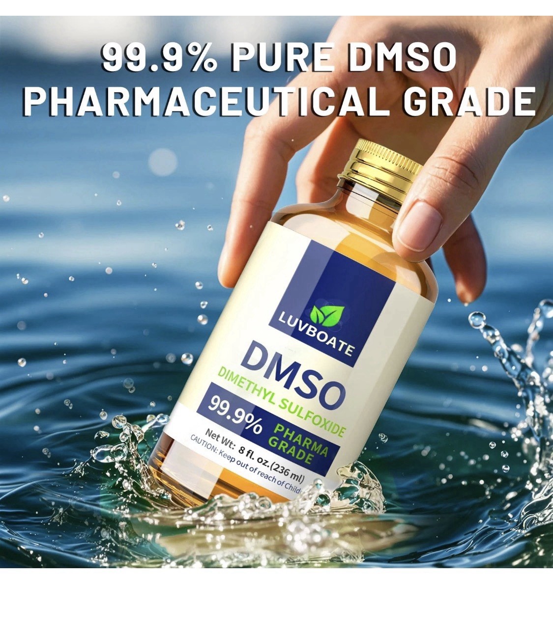 DMSO 99.9% Pharma Grade, Pure Liquid Dimethyl Sulfoxide 8 fl.oz
