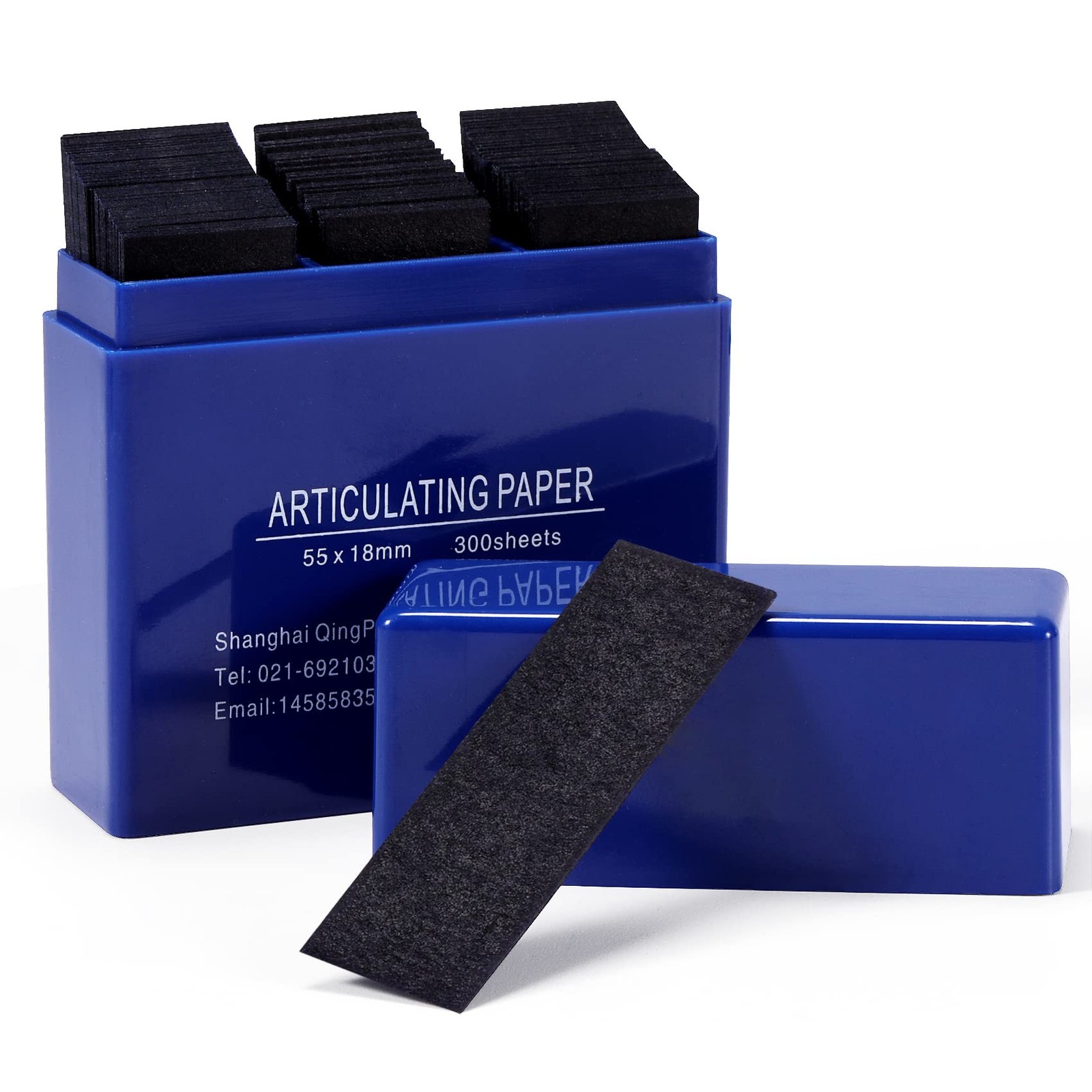 Dental Articulating Paper 300 PCS, Plastic Dispenser Blue 100 Micron