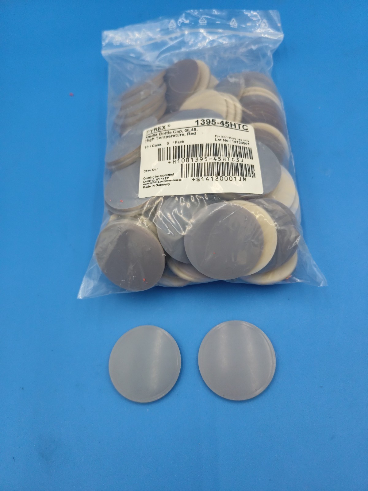 pyrex 1395-45HTC media bottle cap Insert mat for GL45 Set Of 2