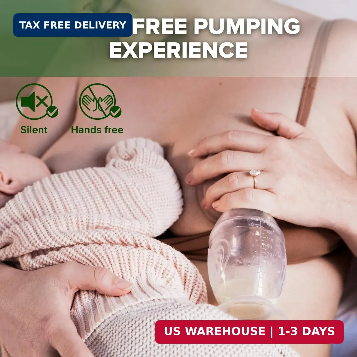 Haakaa Manual Breast Pump with Base 4 Fl Oz/100ml+Lid