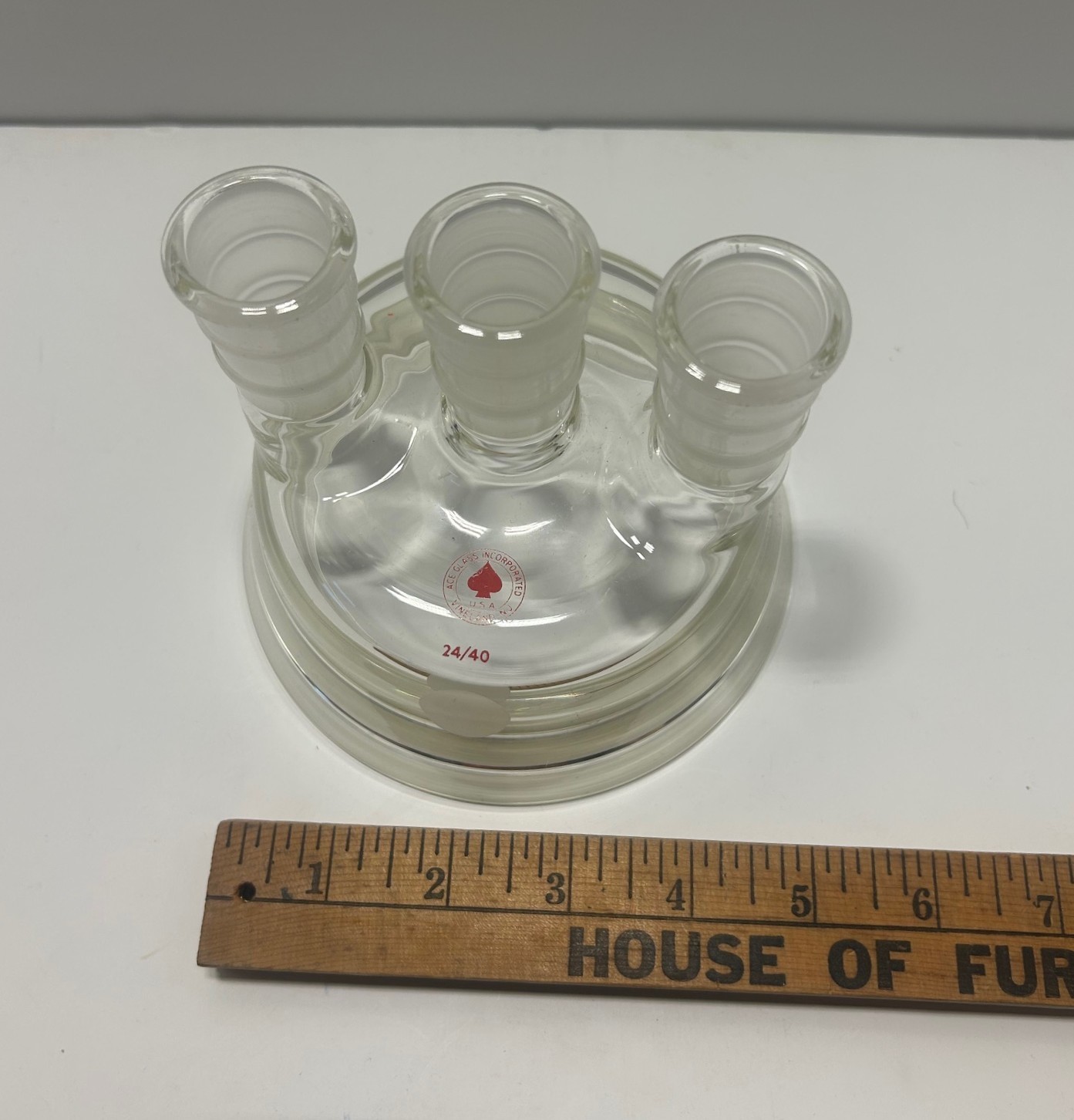 ACE Glass 500 mL REACTION FLASK HEAD 4″ Model 6486-10 THREE NECK CENTER