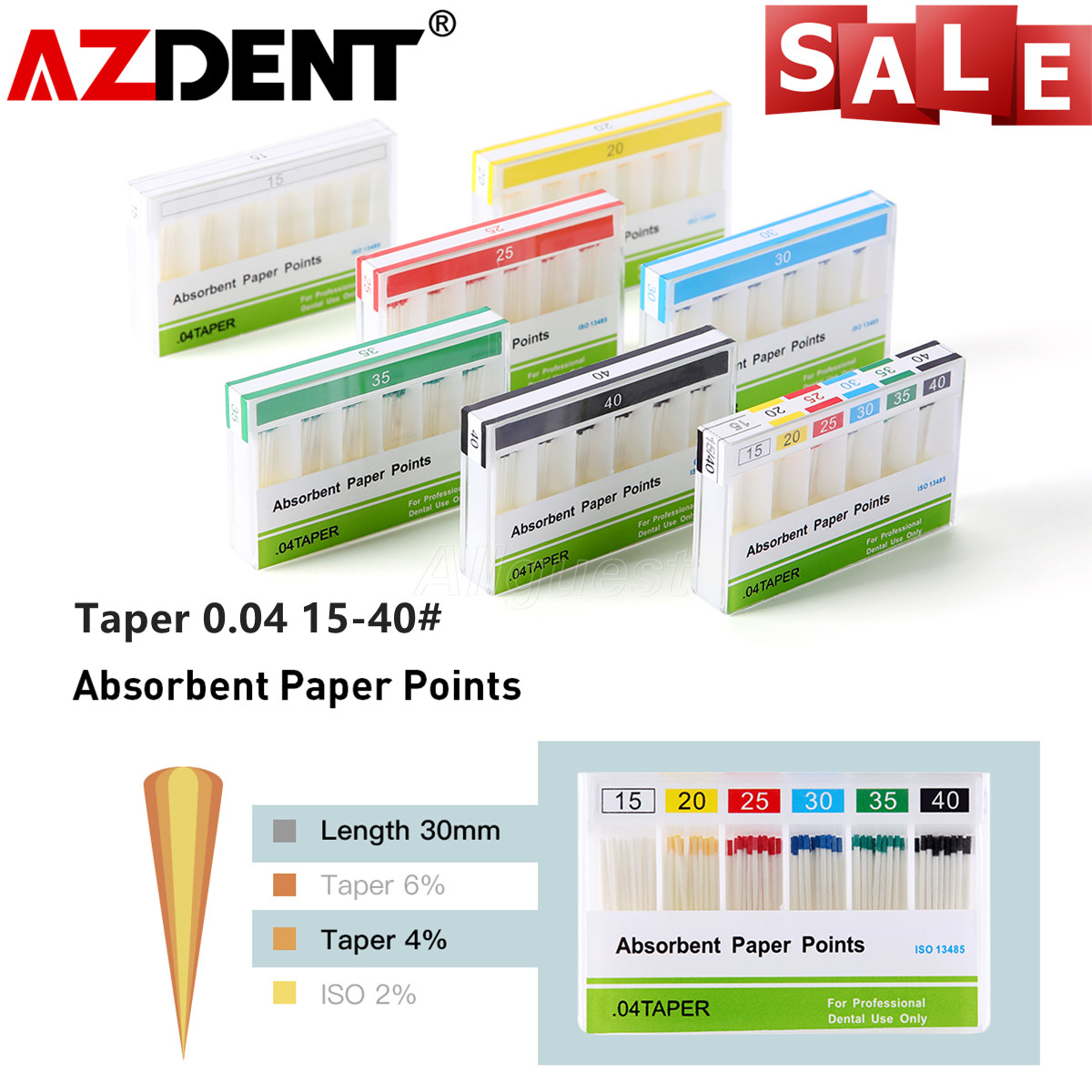 AZDENT Dental Endodontic Root Canal Absorbent Paper Points 0.04 Taper 15#-40#
