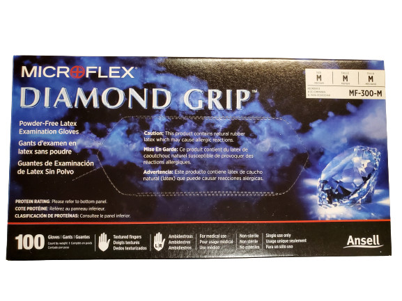Ansell MF-300-M Exam Gloves,Rubber Latex, Powder Free, Medium 100 count