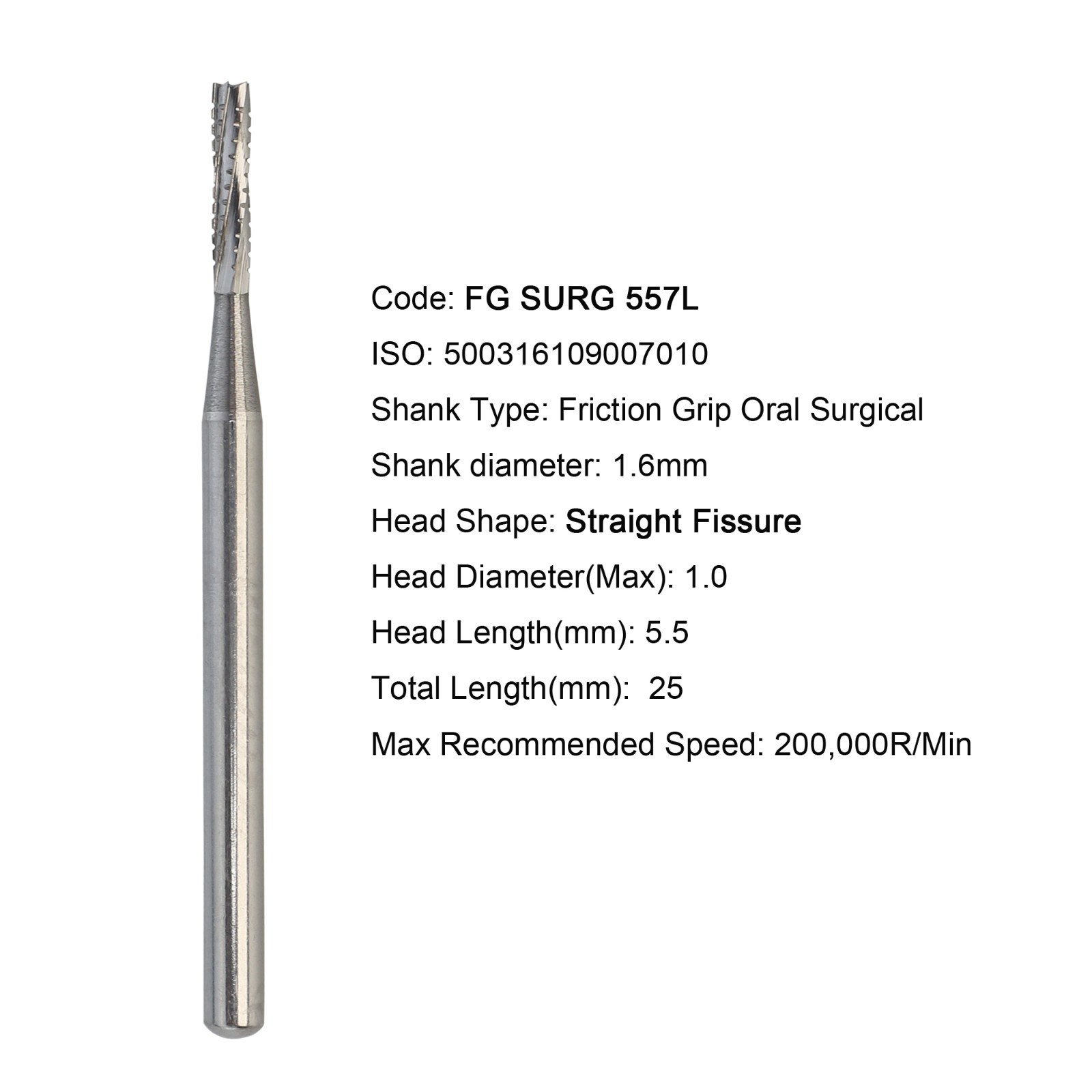 50pcs Dental Surgical Burs 25mm Carbide Bur FG SURG 2 4 6 557 557L 702 701 Round