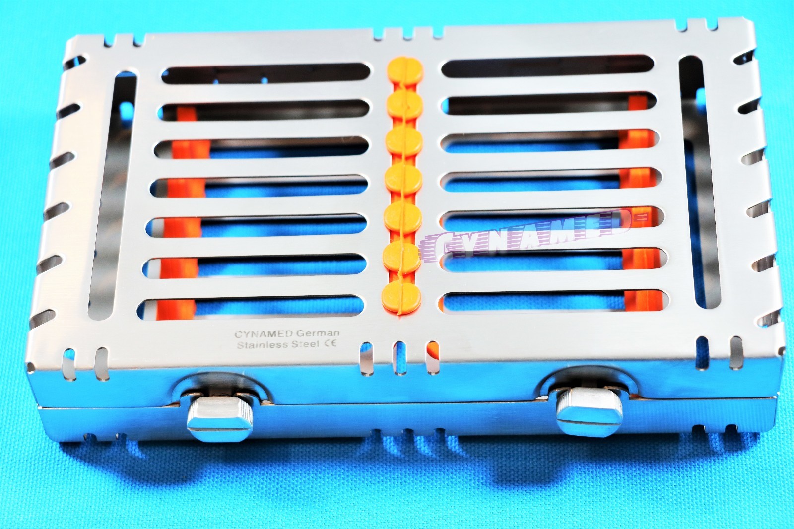 ORANGE GERMAN DENTAL STERILIZATION CASSETTE FOR 7 INSTRUMENTS DETACHABLE 2BUTTON