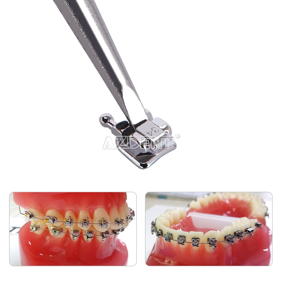 AZDENT Brackets de Ortodoncia Dental Autoligado Pasivo MBT/Roth 022 Ganchos 345