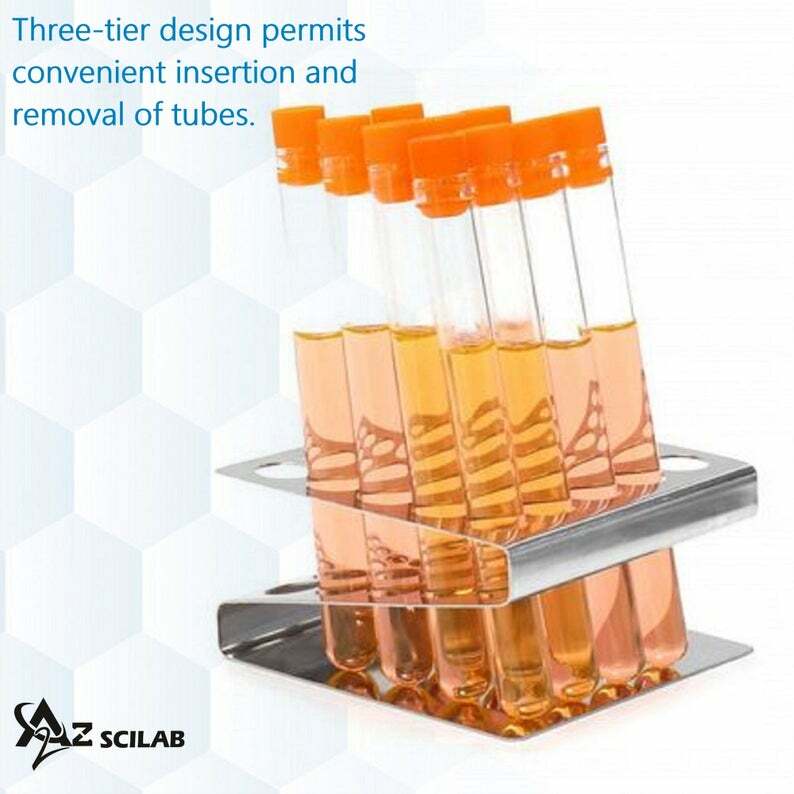 Stainless Steel Test Tube Holder Rack 25 Holes 3 Layer for 16-17mm Tubes