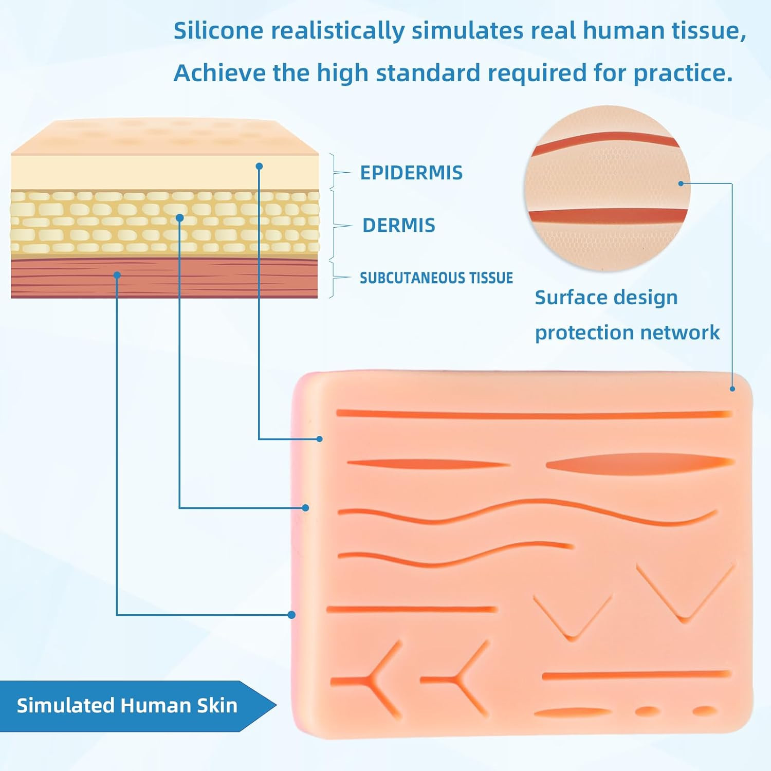 Kit de práctica de sutura para estudiantes de medicina, almohadilla de silicona