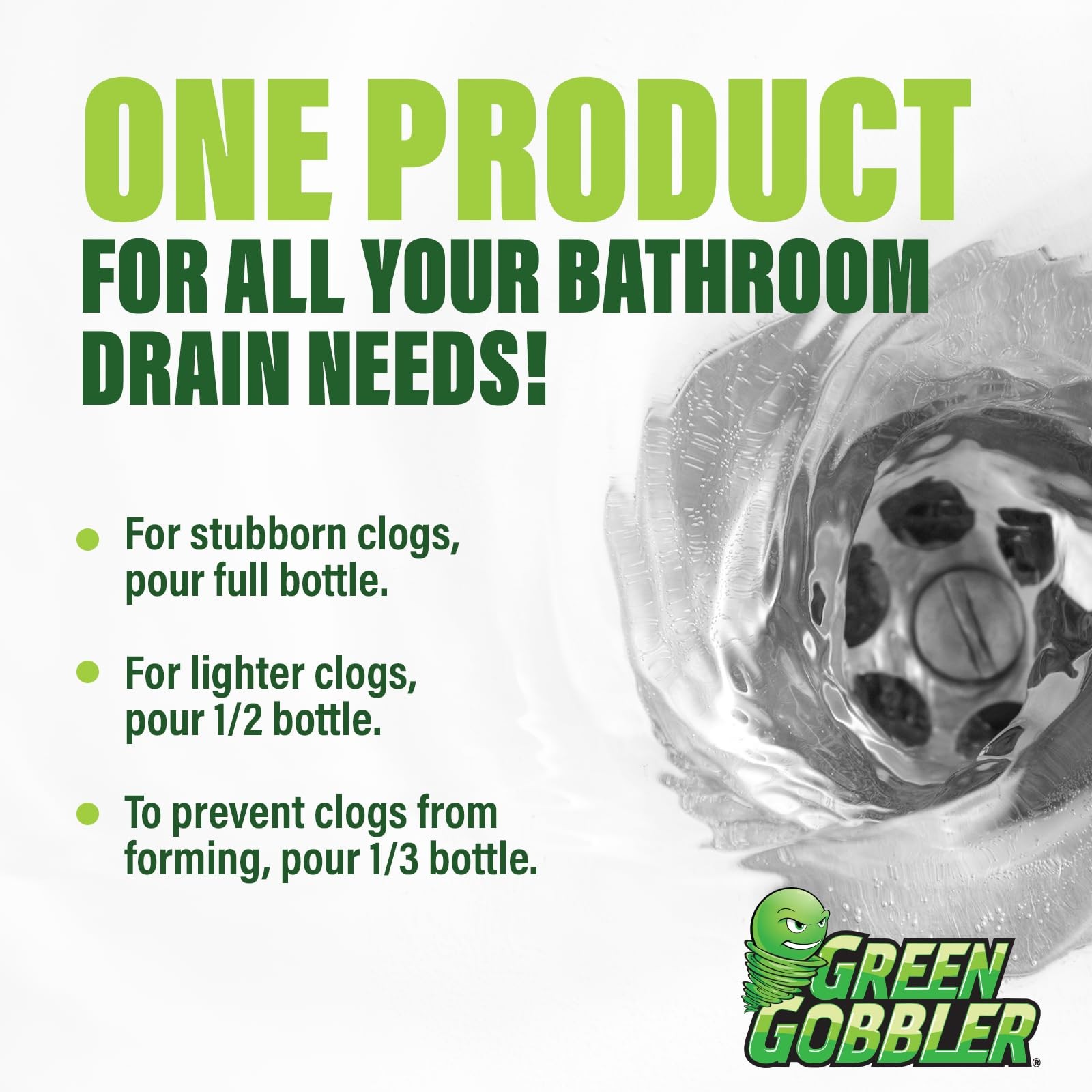 Green Gobbler Ultra Concentrated Drain Clog Remover & Cleaner | 1 Pack