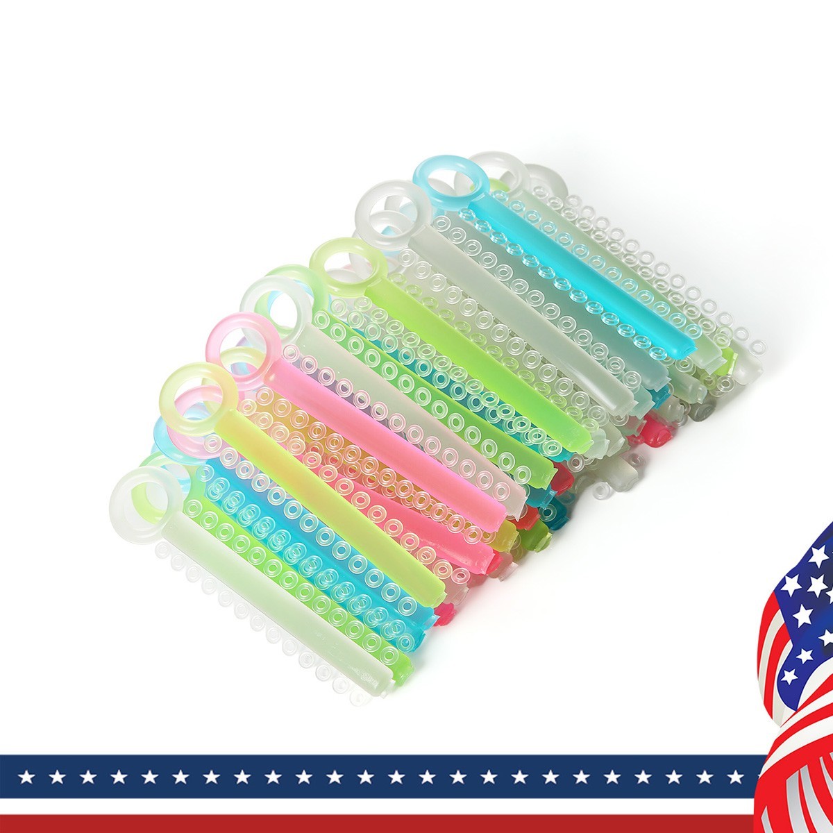 1040pcs/box Dental Orthodontic Ligature Ties Elastic Rubber Bands Dark Light Mix