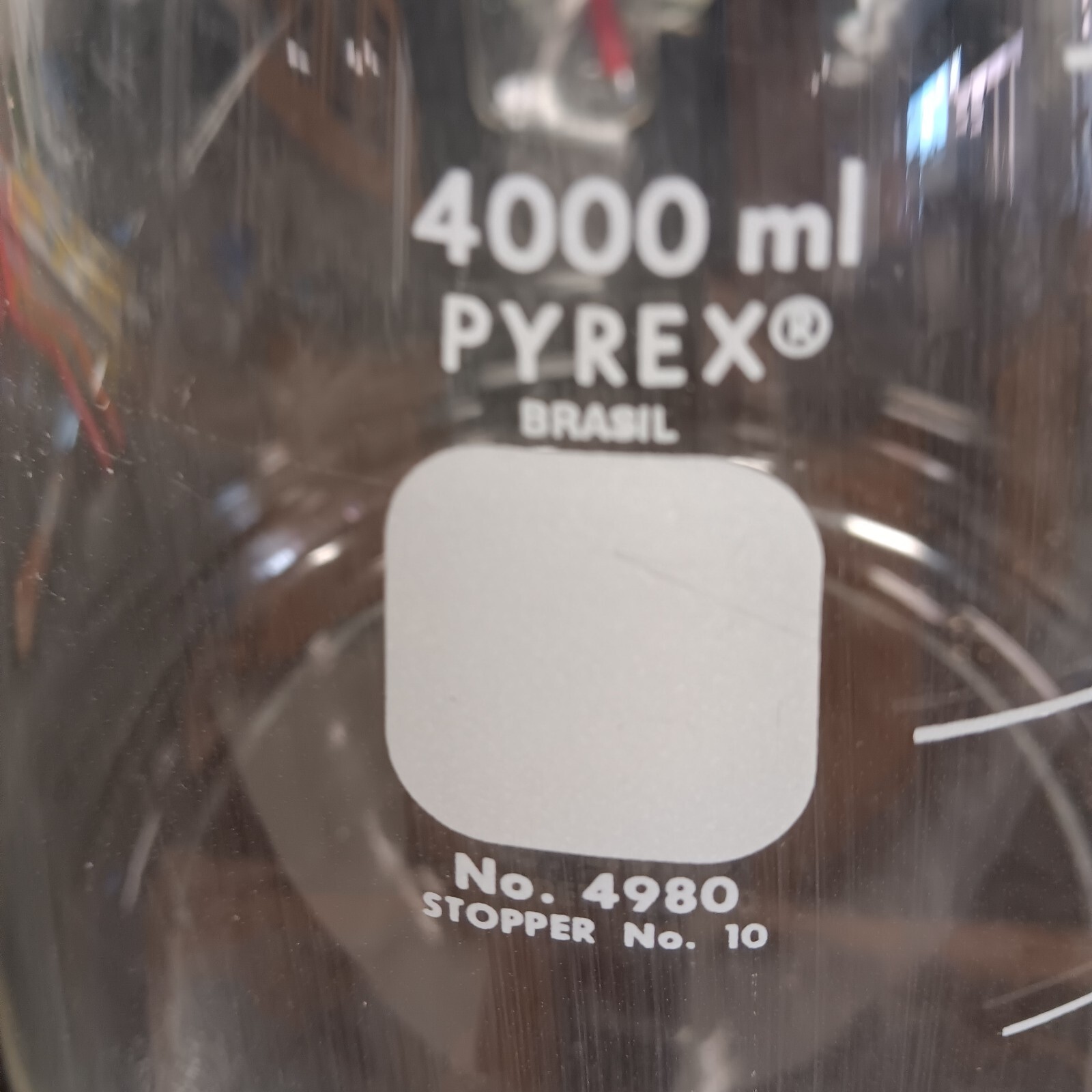 PYREX 4000mL 4L Glass Graduated Heavy Duty Rim Erlenmeyer Flask 4980-4L