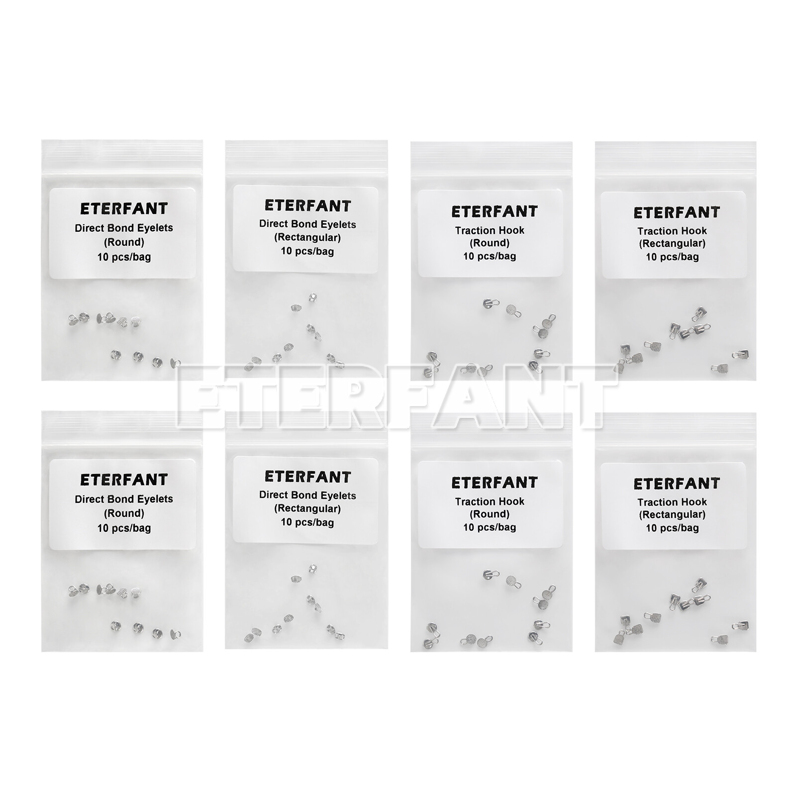 10PCs ETERFANT Dental Orthodontic Lingual Buttons Round/Rectangular Bondable