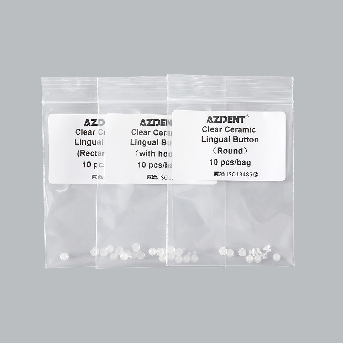 AZDENT Dental Orthodontic Composite Clear Ceramic Lingual Buttons for Bondable