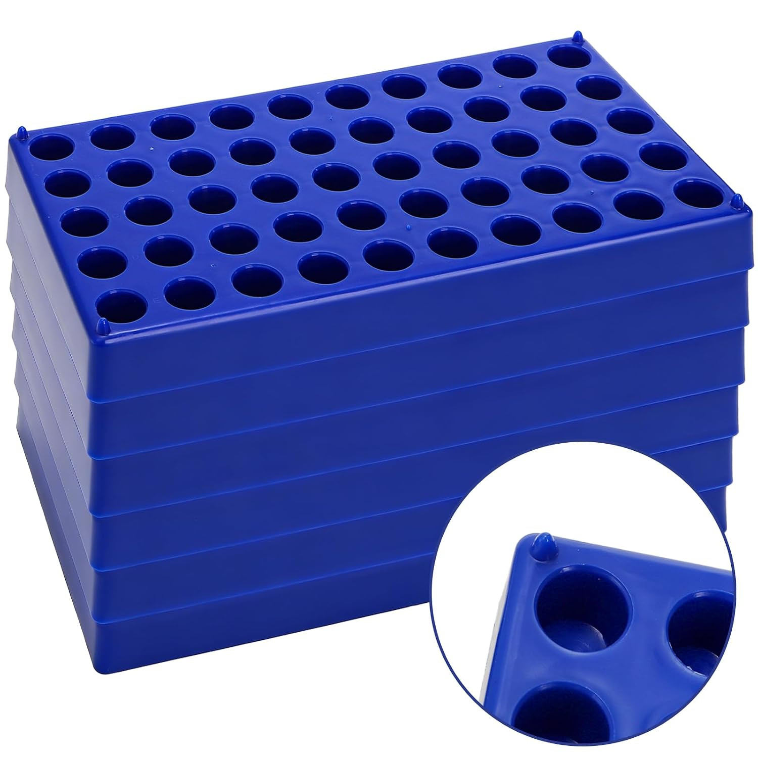 6 Pack 50 Hole Vial Rack 13mm Tube Holder for 2mL HPLC Sample Bottles Blue