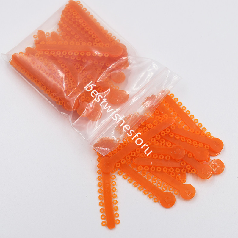 1 Bag Dental Orthodontic Ligature Ties Elastic Rubber Bands Neon Orange 1008 Pcs