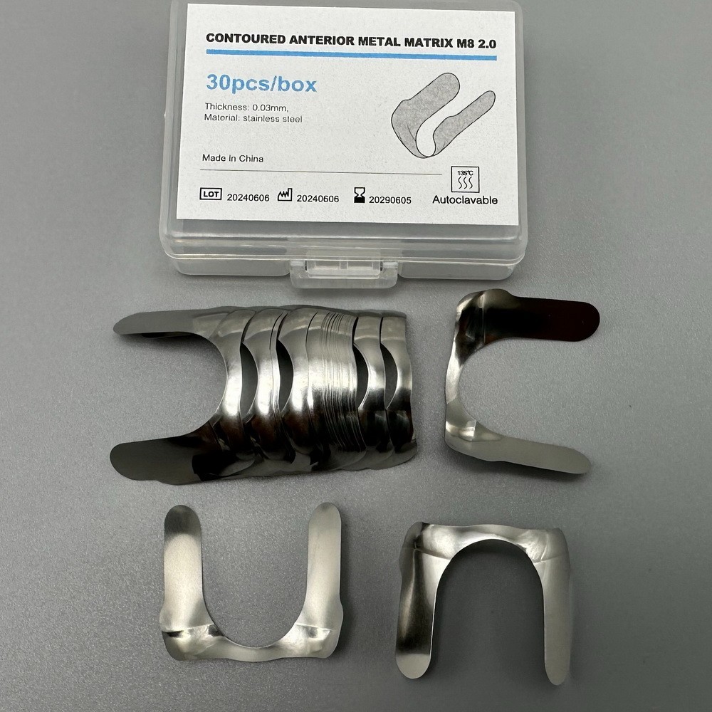 30Pcs Dental Matrix Contoured Anterior Metal Matrix M8 Twin Anterior Matrices US