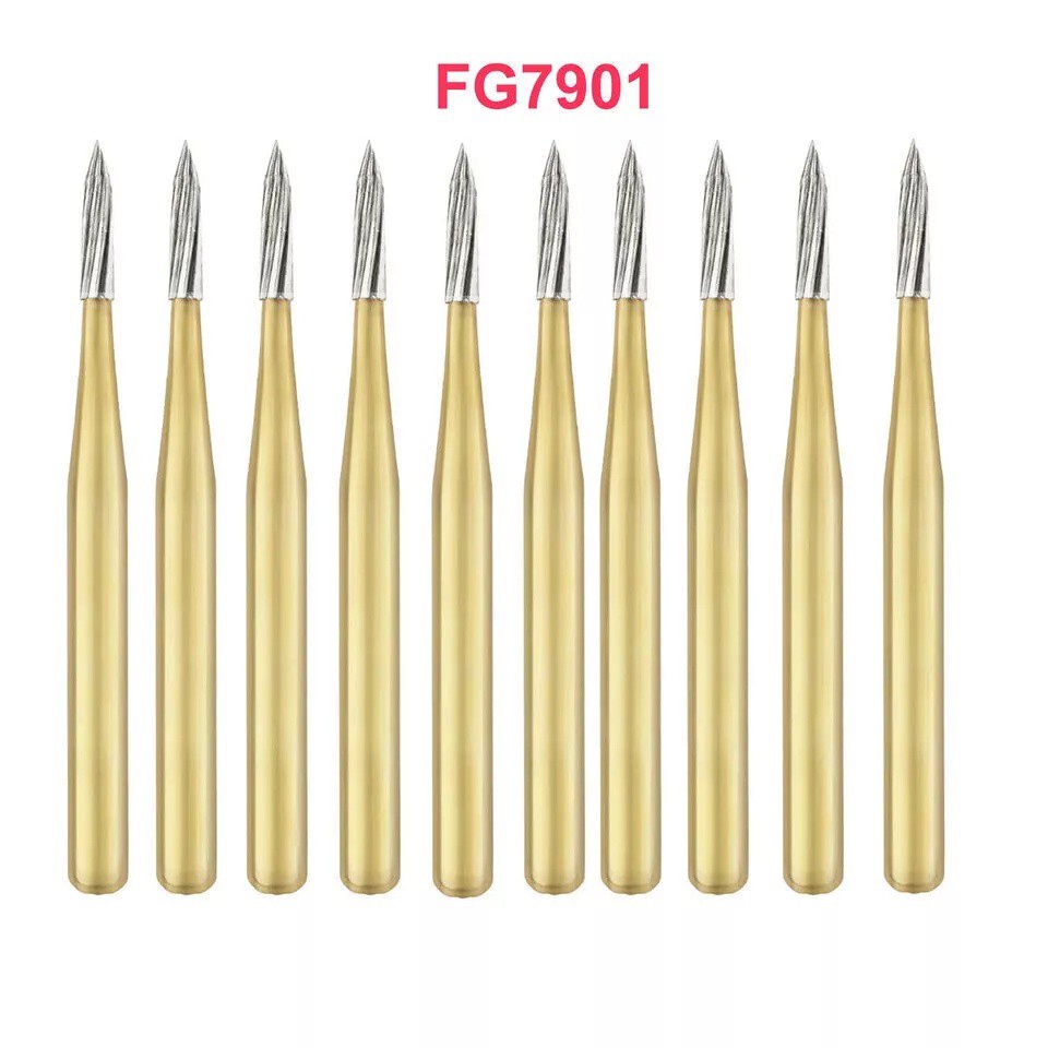 10 Pcs Dental Trimming&Finishing Gold Burs Carbide Burs 7901/7803/7104/7404/1958