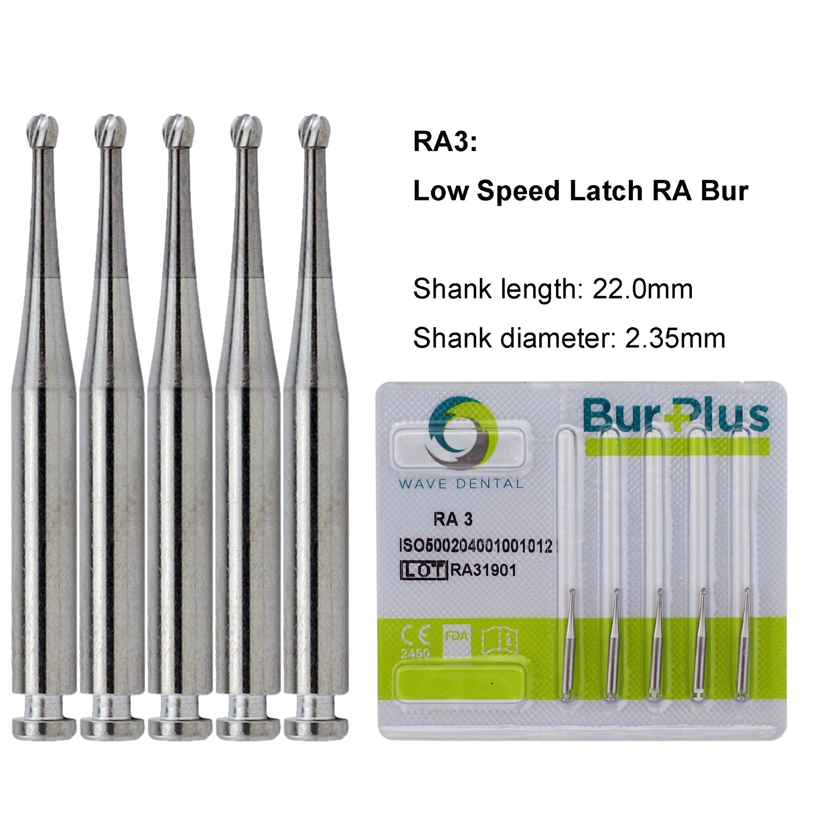 WAVE Dental Carbide Round Bur Slow Speed Latch RA 4 6 8 2 3 / HP 1/4 1/2 2 4 6 8