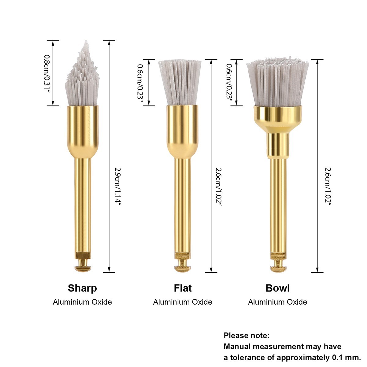 AZDENT Dental Silicon Carbide Aluminium Oxide Polishing Brush Sharp/Flat/Bowl