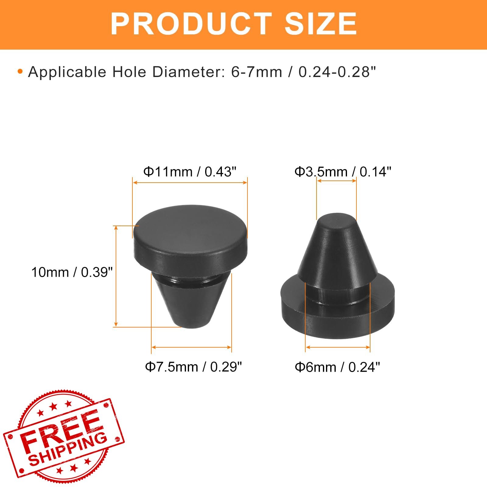uxcell 26 Pcs 6-7mm Black Silicone Plugs Hole Stoppers