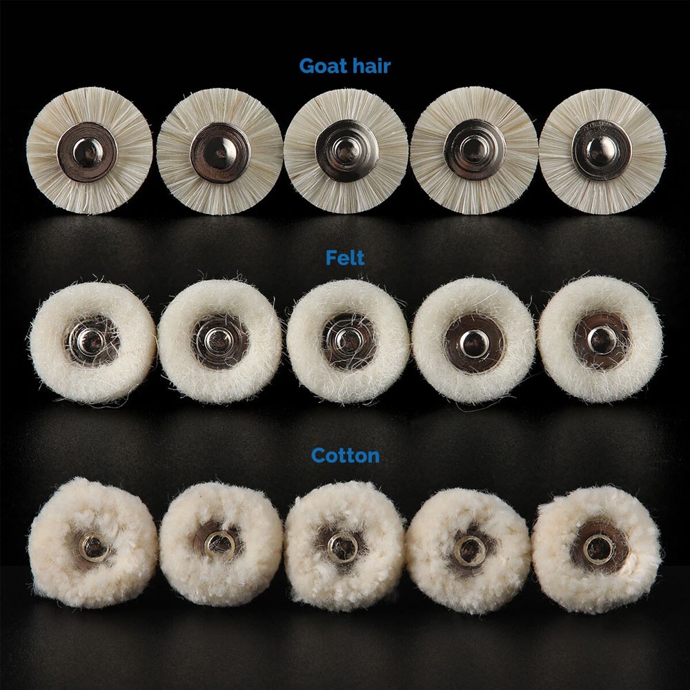 Dental Polishing Brush Wheels Goat Hair/Felt/Cotton Contra Angle RA Latch Type