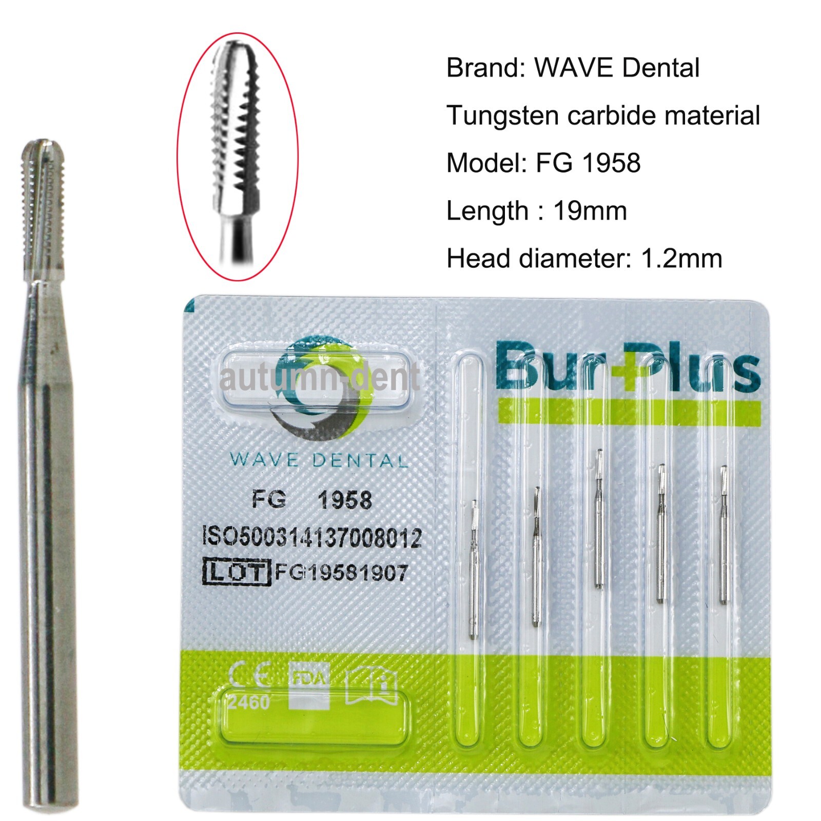 Wave Dental Surgical FG Burs 25mm Carbide Bur Friction Grip Round For High Speed