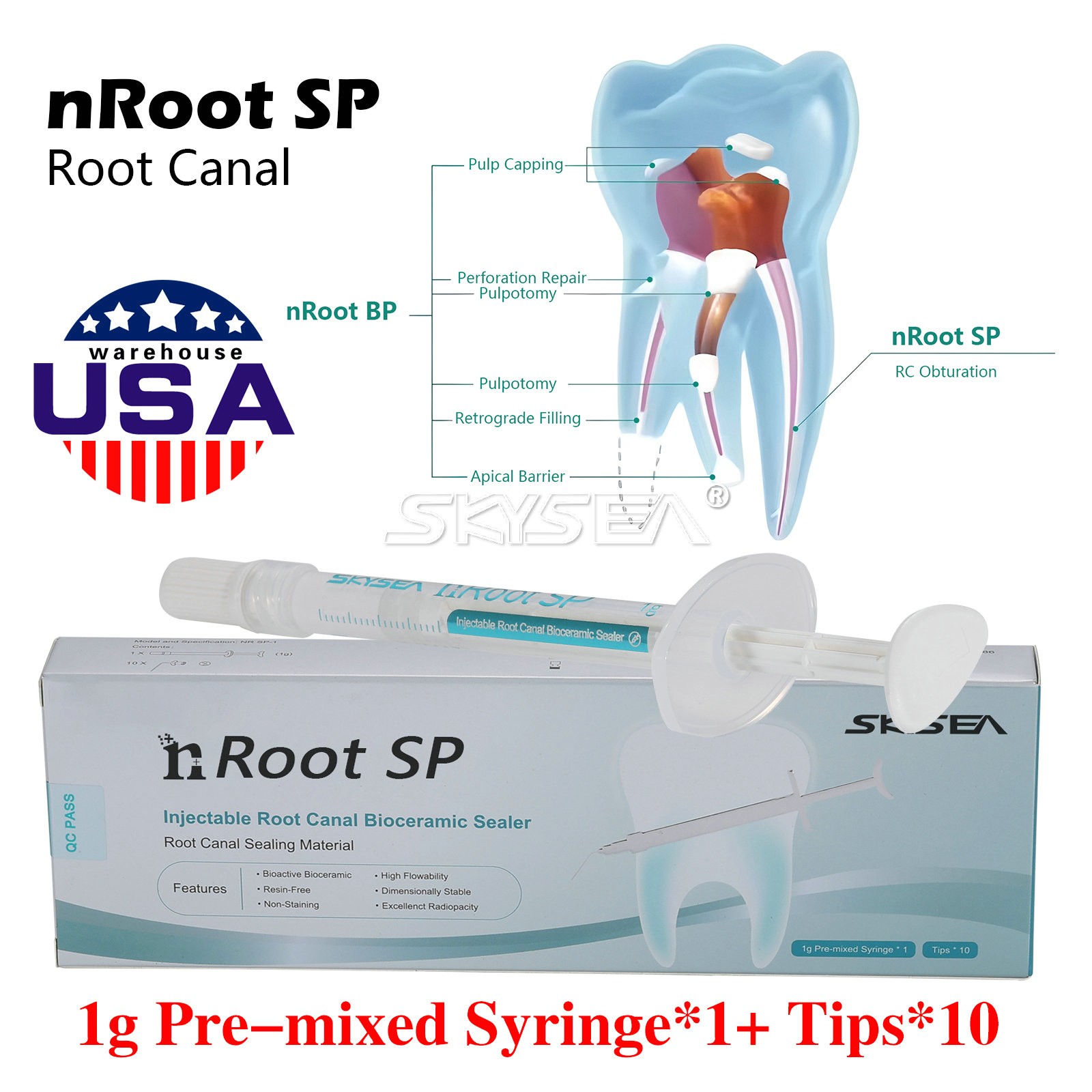 1g SP Dental Injectable Root Canal Bioceramic Sealer Endodontic Sealing Filling