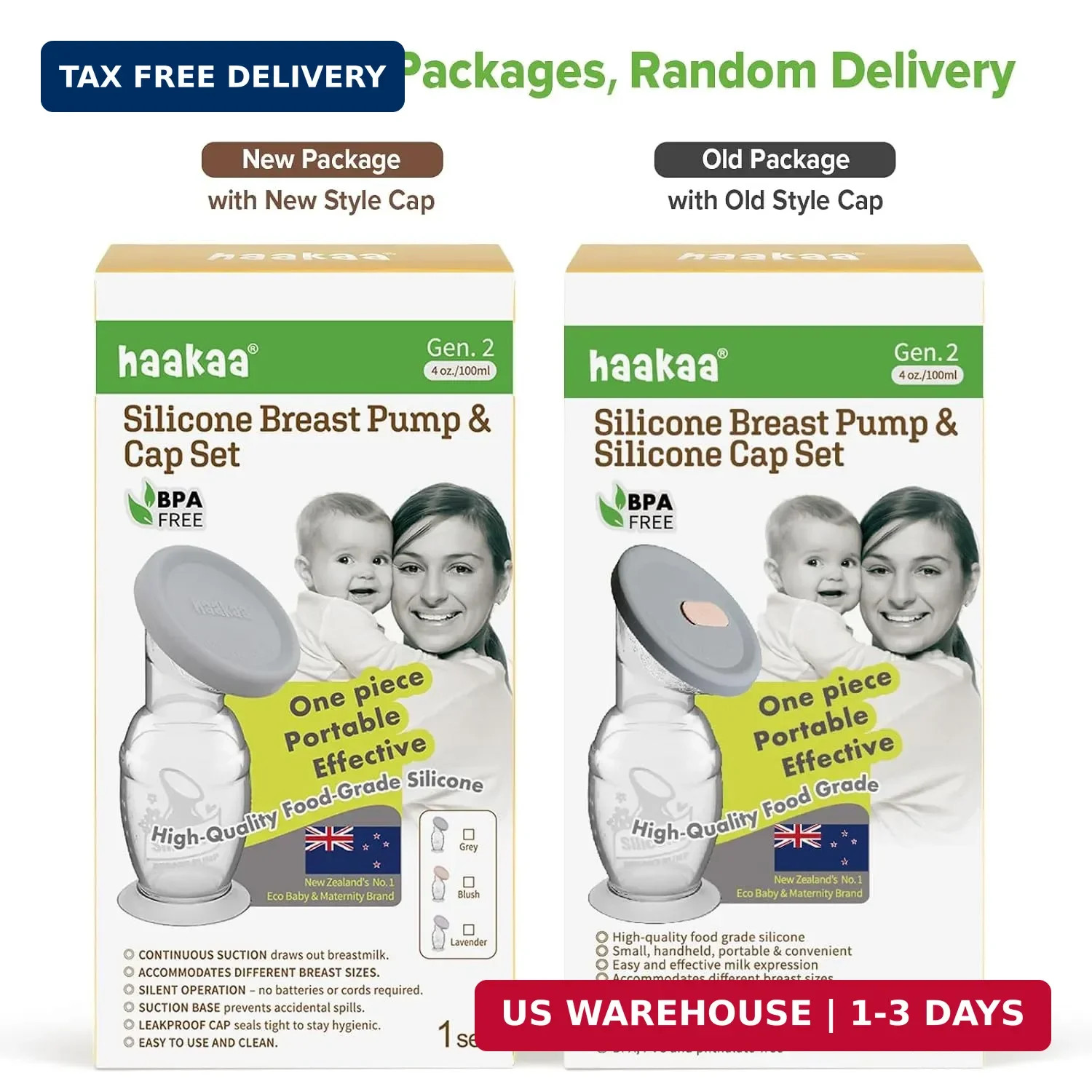 Haakaa Manual Breast Pump with Base 4 Fl Oz/100ml+Lid