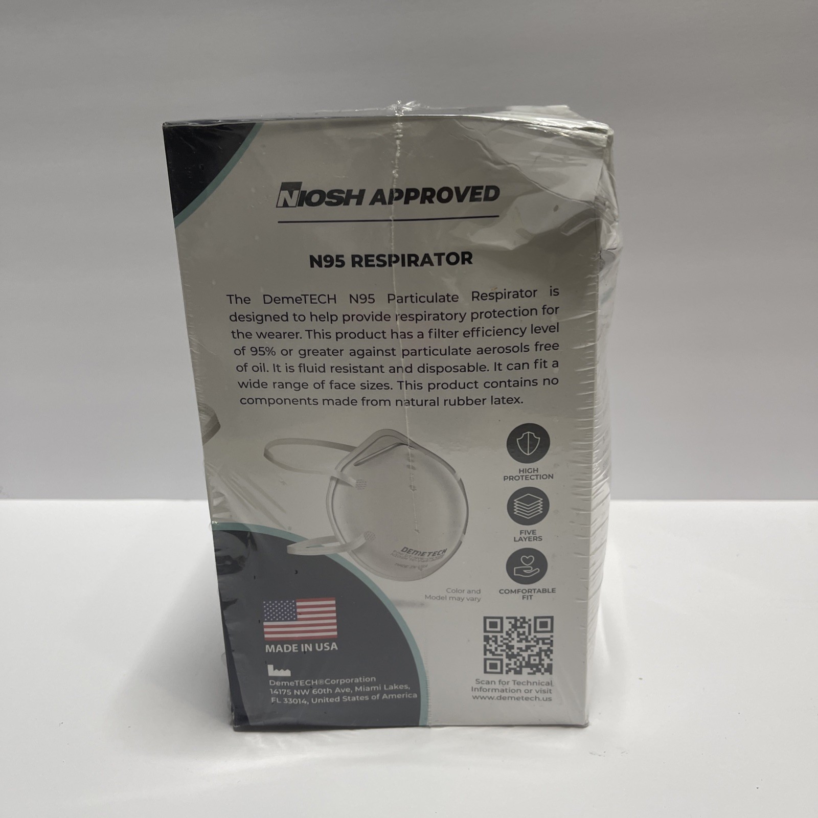 DEMETECH Surgical N95 Respirator Masks (20 Pack) | NIOSH Approved | MADE IN USA