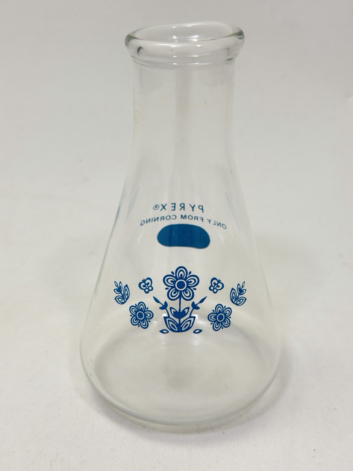 Vintage Pyrex Butterfly Gold Blue Corning Centennial Glass Lab Flask 1977