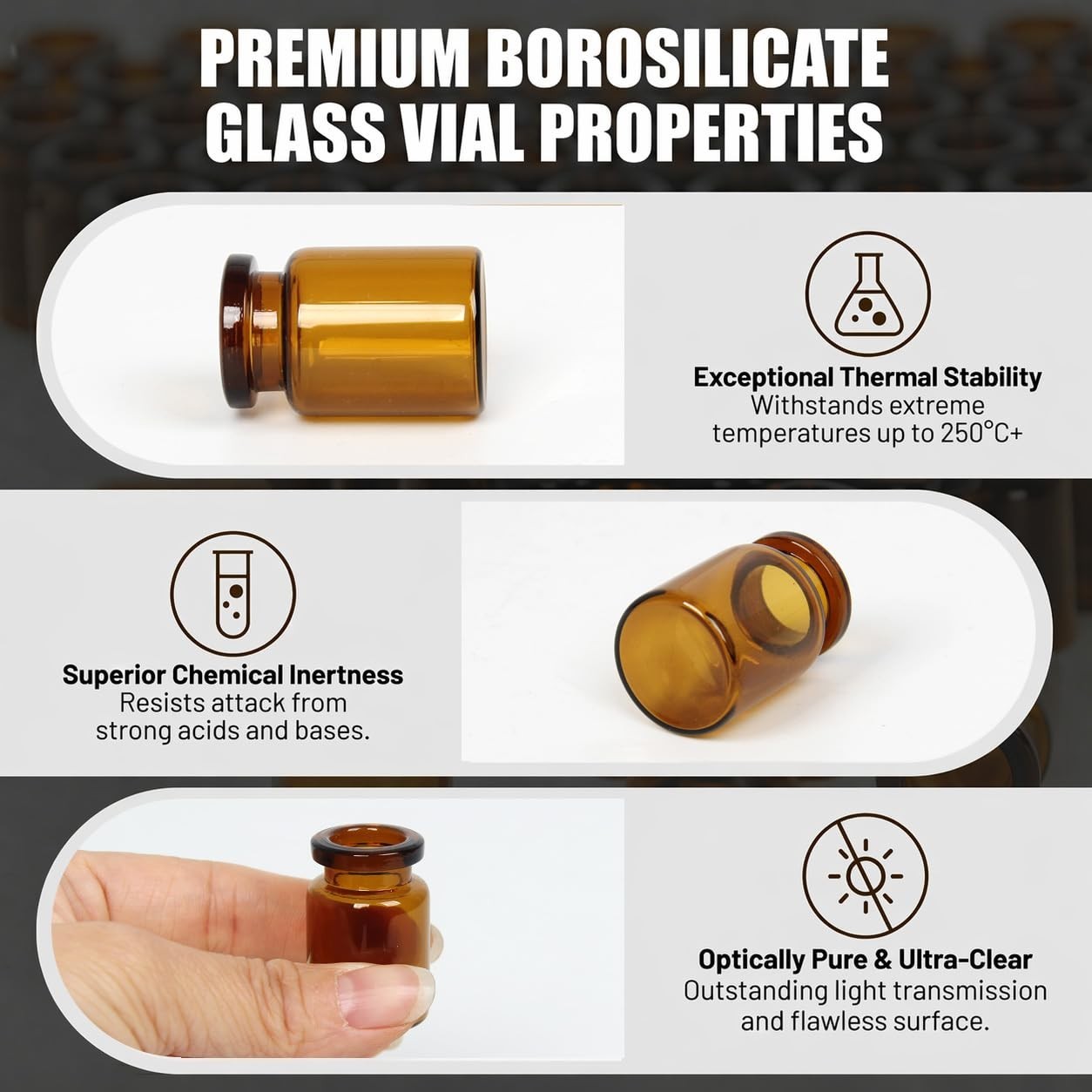 100 Pack 5ml Amber Glass Vials with Caps – 1.5 Dram Lab Headspace Vials, 20mm…