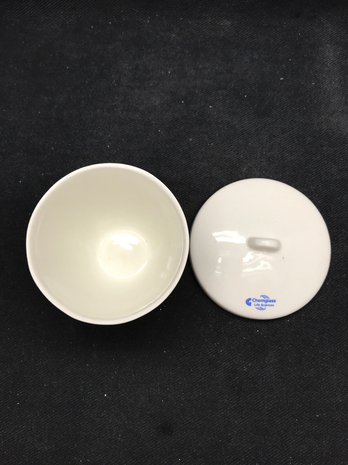 CHEMGLASS 100mL Tall Form Porcelain Crucible With Lid CG-1882-05