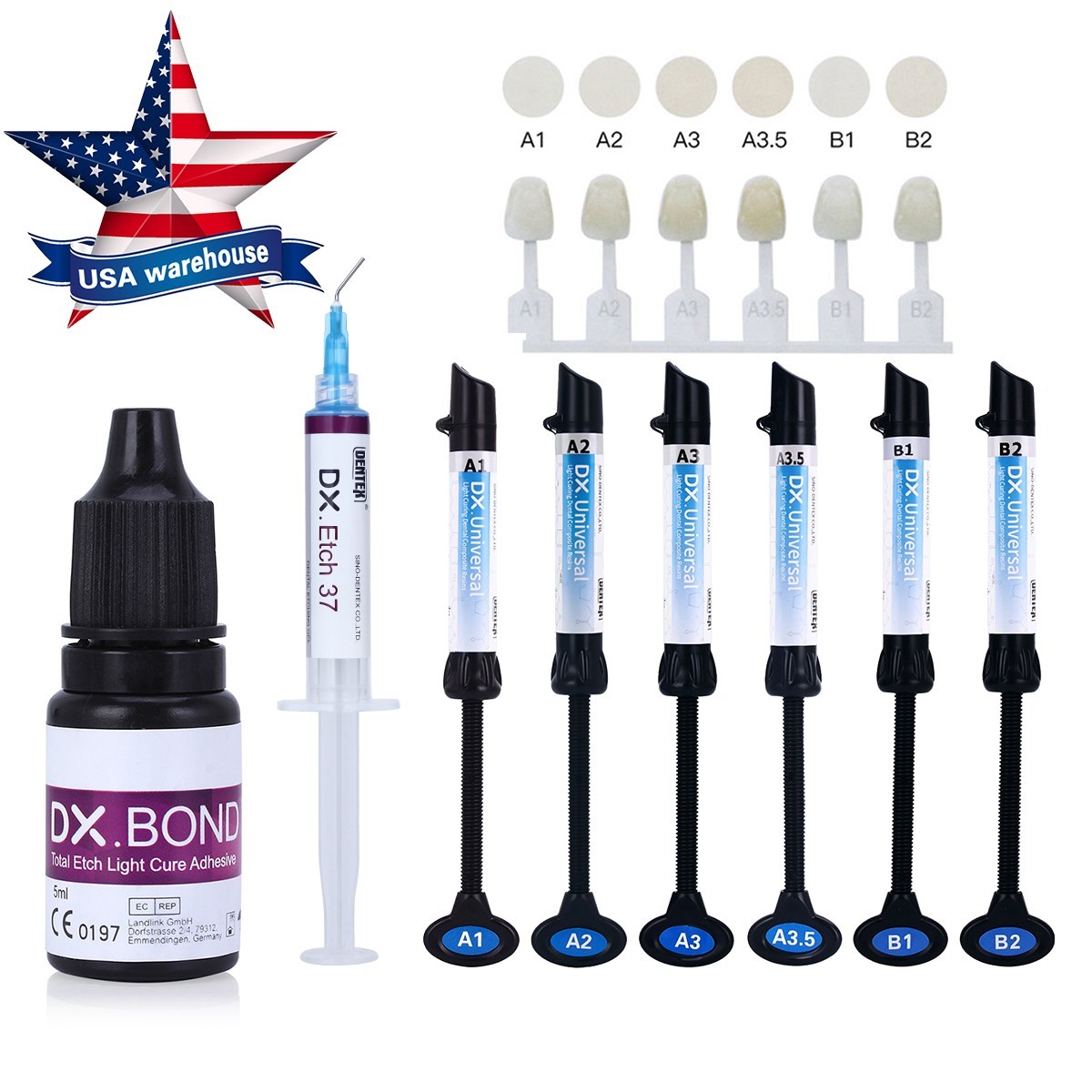 Dental Universal Light Cure Composite Resin/Etching Gel/Bonding Adhesive Kit