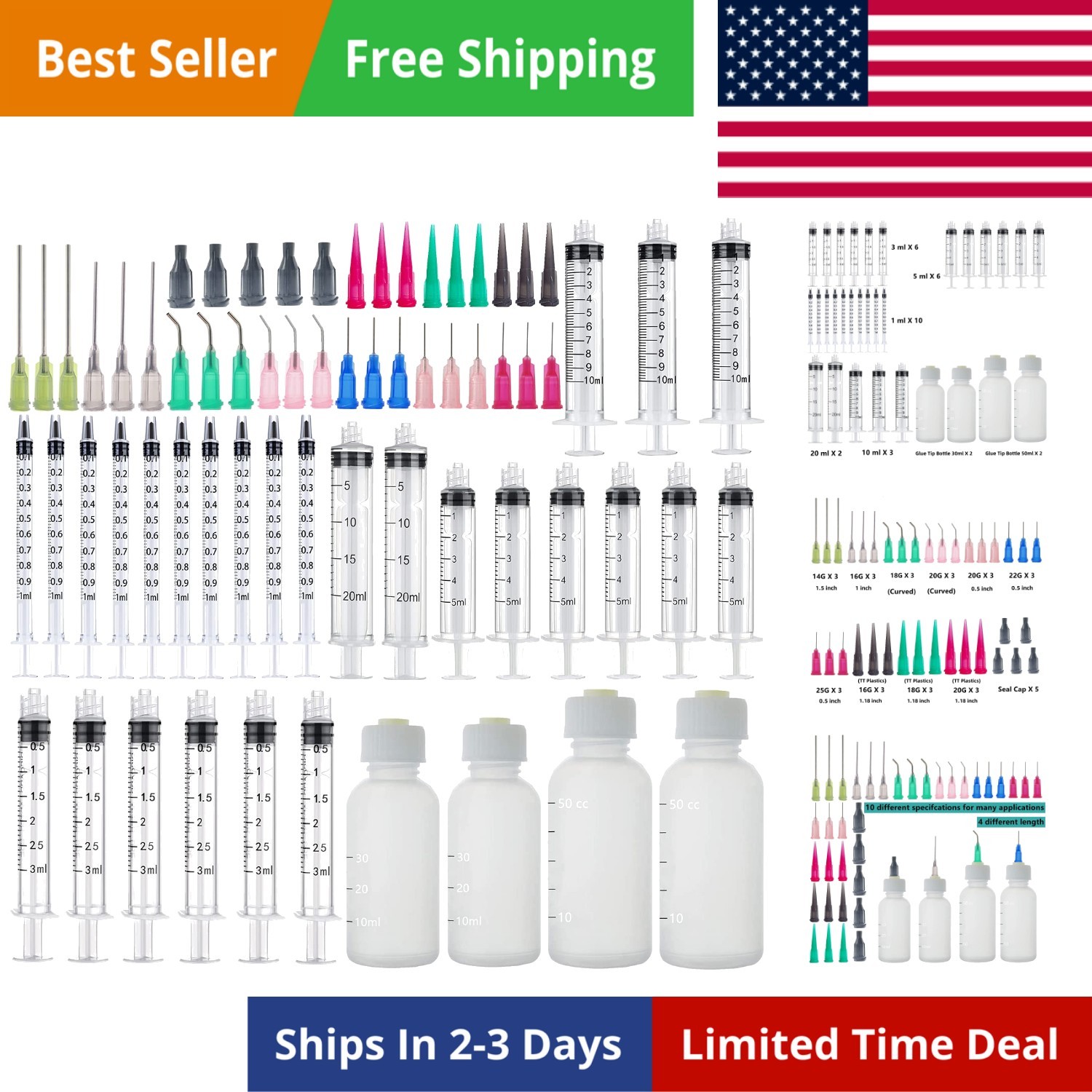 1ml, 3ml, 5ml, 10ml, 20ml Glue Dispenser and 30ml+50ml Glue Bottle. 14ga, 16g…