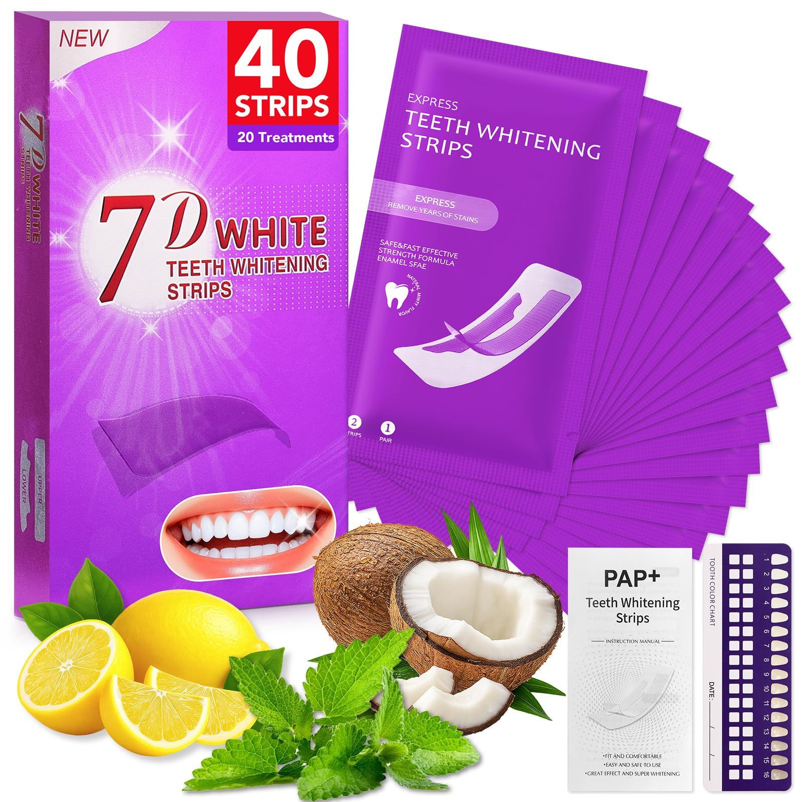 Purple Teeth Whitening Strips 20 Treatments 40 1 Count (Pack of 20),