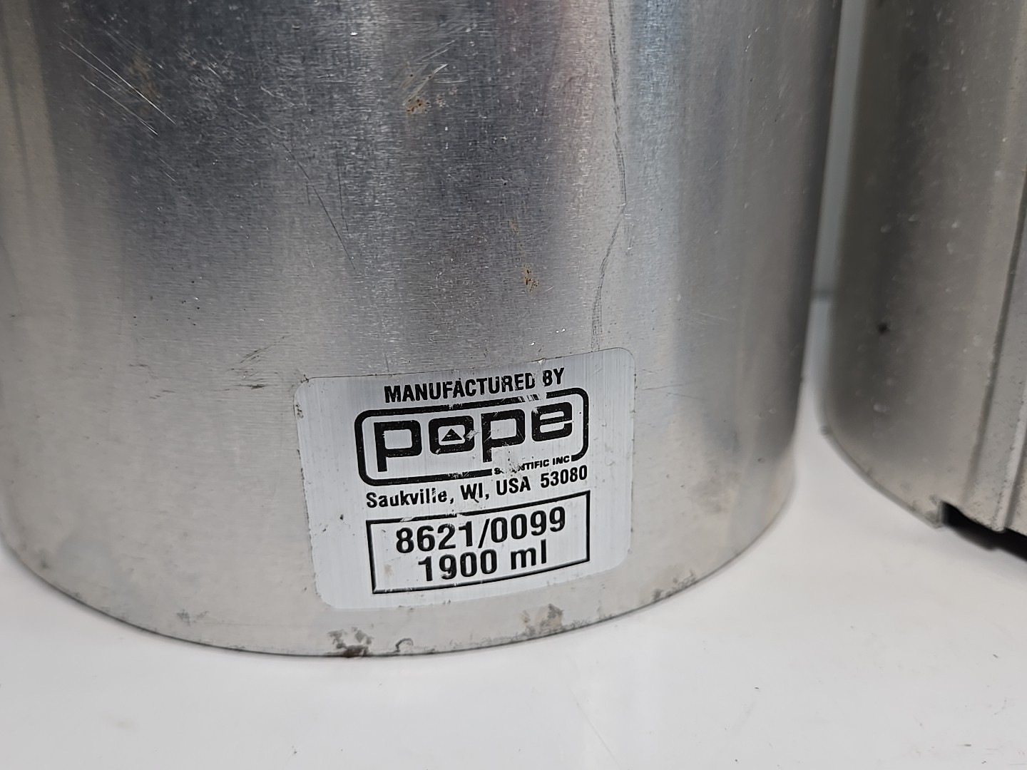 POPE 1900mL 120mm ID 190mm Depth Cylindrical Glass Aluminum Dewar Flask 86210099