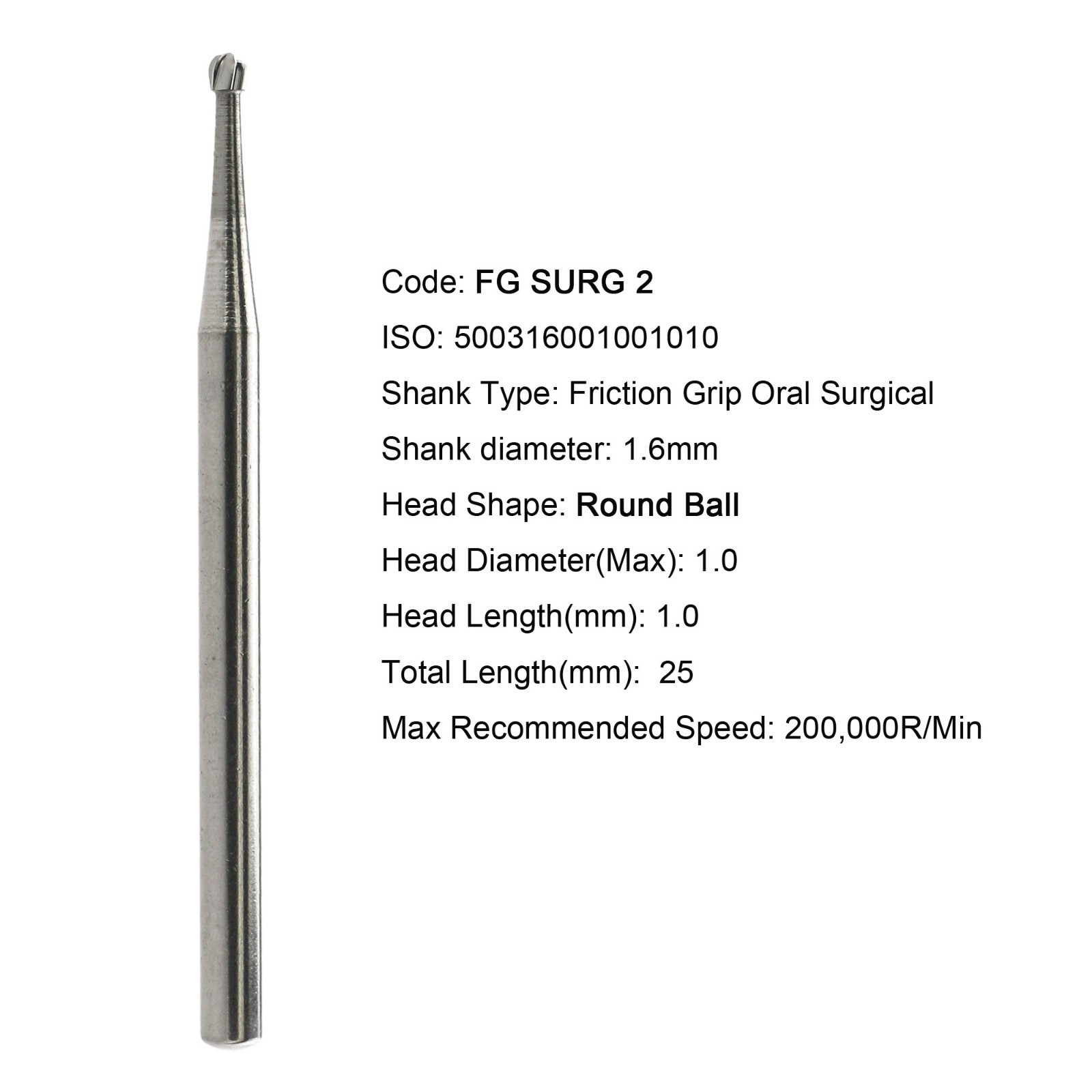 50pcs Dental Surgical Burs 25mm Carbide Bur FG SURG 2 4 6 557 557L 702 701 Round