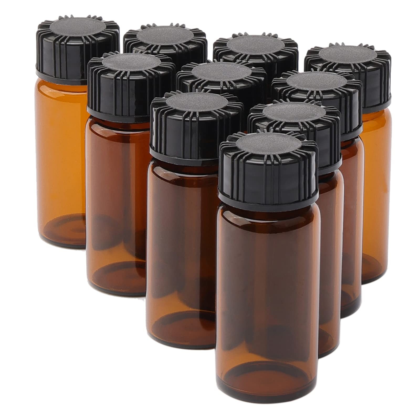 10 Pack 10ml Amber Small Liquid Sample Glass Vials with Screw Caps, Leak-Proo…