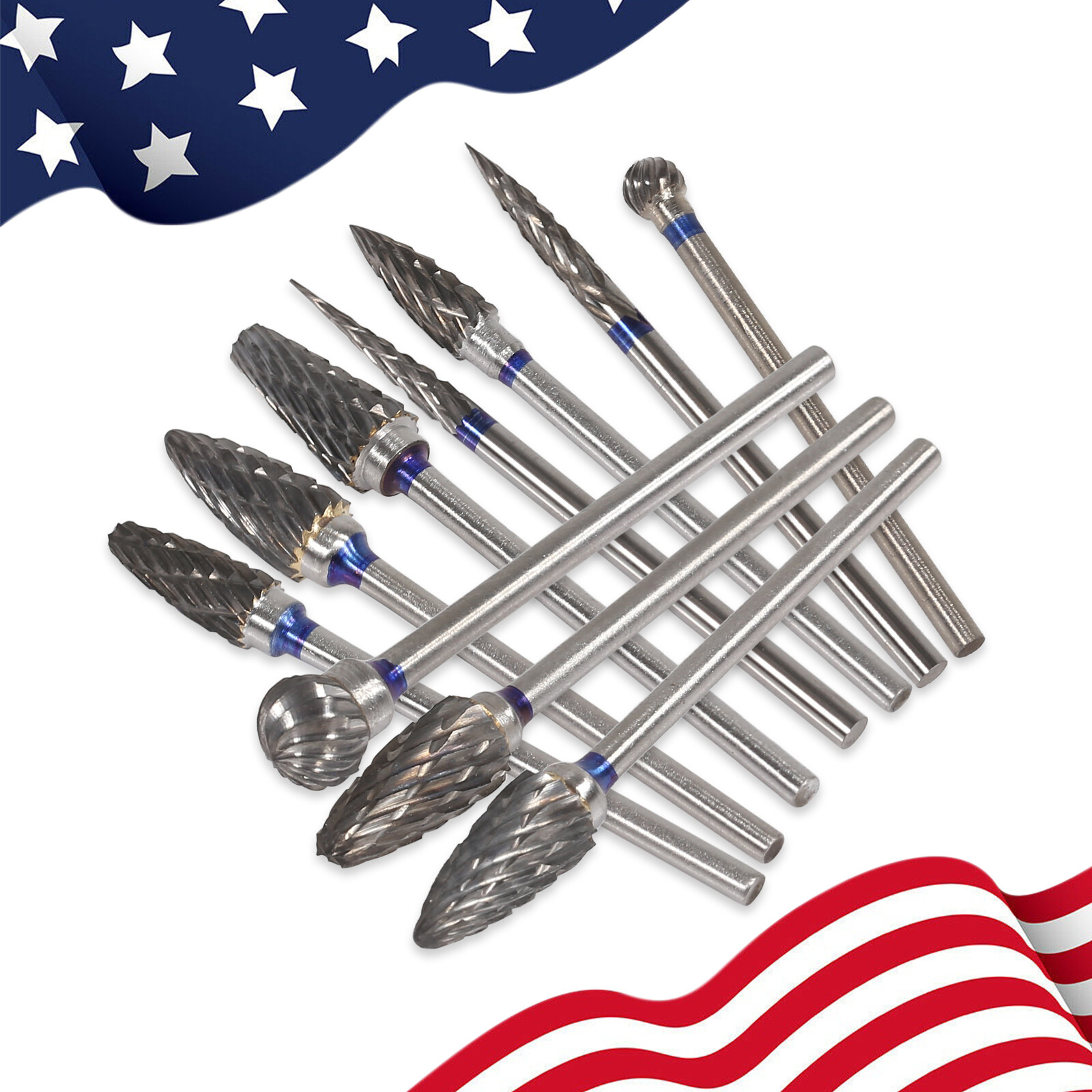 10pcs Dental Lab Polishing Bur Drills Tungsten Steel Carbide Burs HP 2.35MM ns